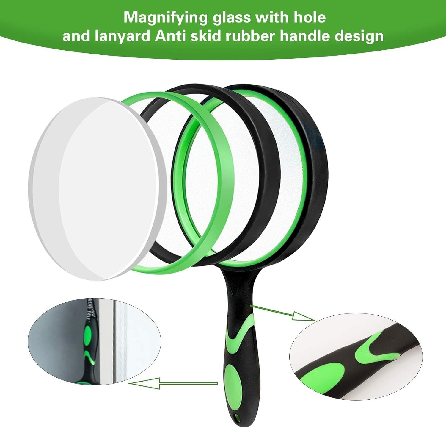 Dicfeos Magnifying Glass 10X Handheld Reading Magnifier - 75MM Large Magnifying