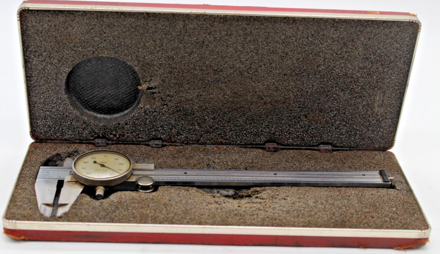 Brown & Sharpe 579 Dial Caliper Stainless Swiss Made In Hard Case