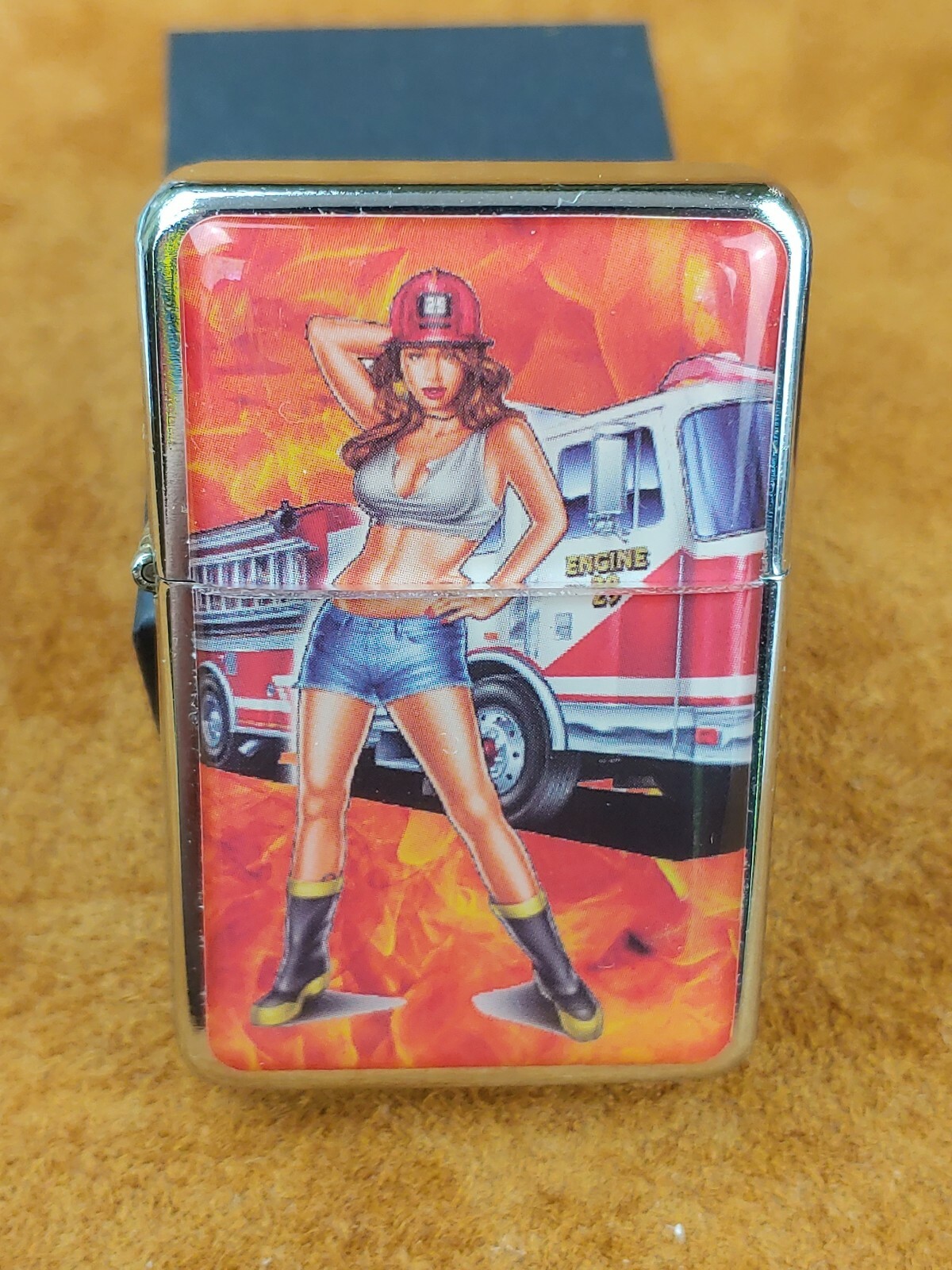 STAR-1 Steel Lighter - SEXY COWGIRL w/ Fireman's Hat #L195 NEW in Gift Box!