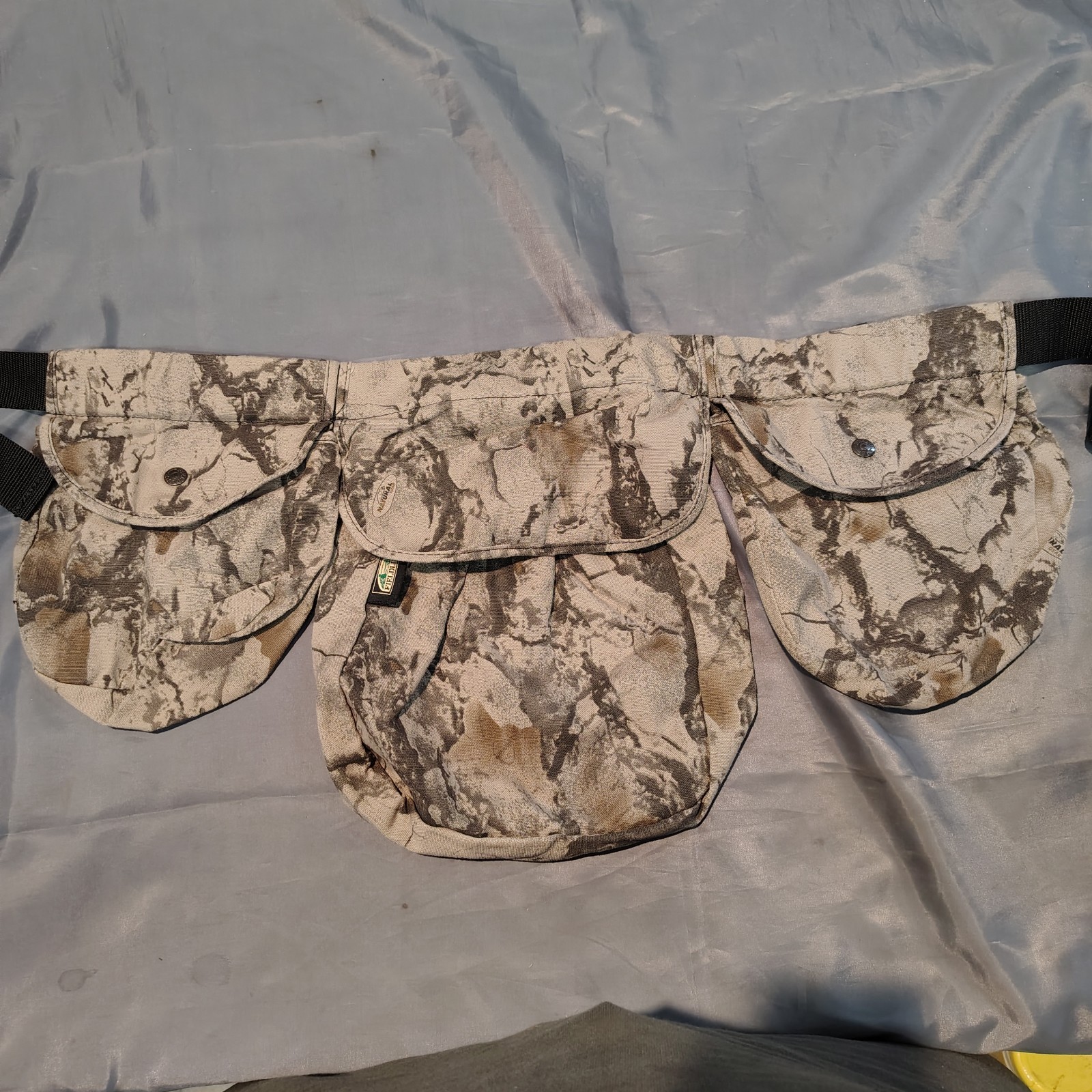 Vtg New Fieldline 3 Pouch Shooting, Hunting Ammo Bag Waist Belt camo skeet/Trap