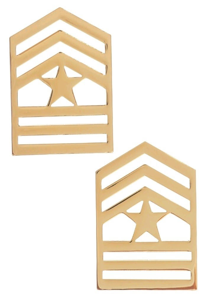 US Army ROTC Senior Division SERGEANT MAJOR Rank Mirror Finish (1 Pair) NOS VTG