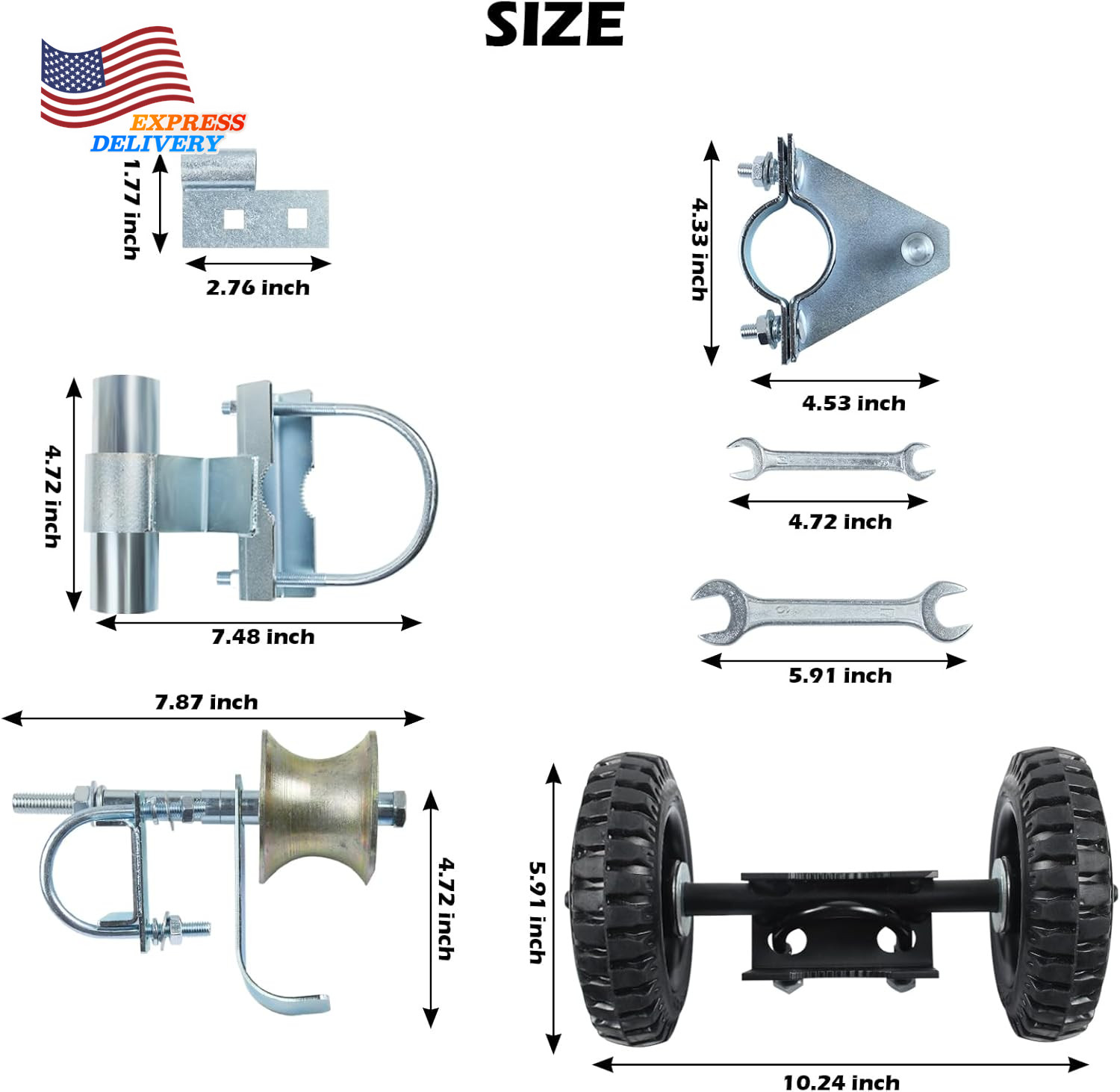 6" Wheels Rolling Gate Hardware Kit for Chain Link Gate Sliding Gate Hardware US