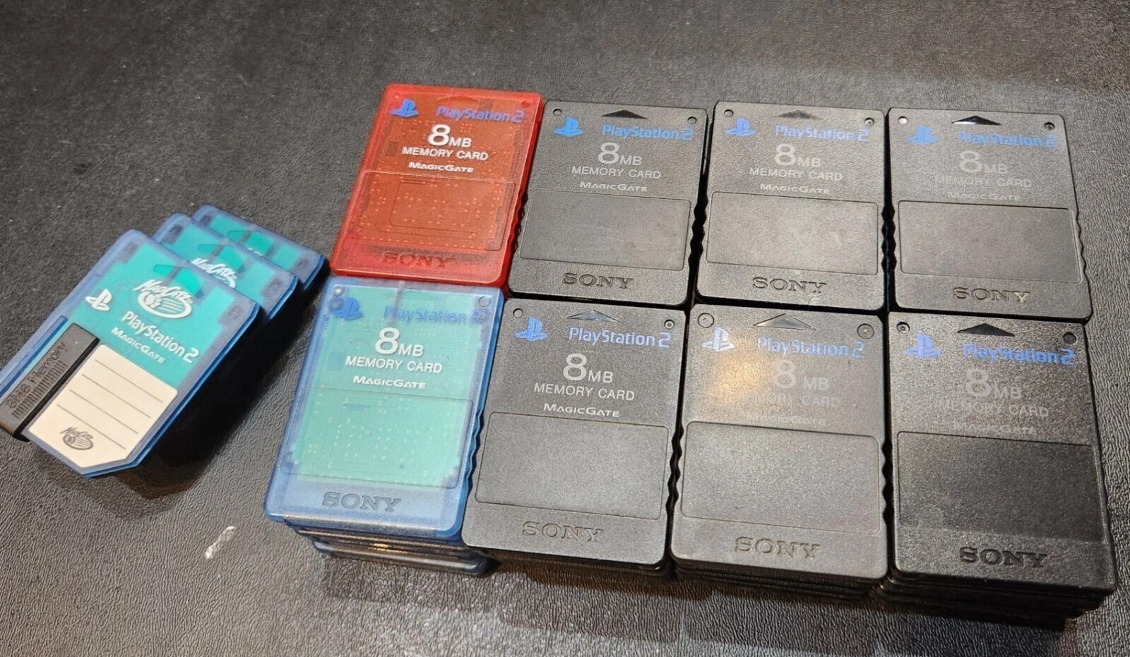 Sony Playstation 2 8MB OEM Memory Card - Red Blue Black - Tested