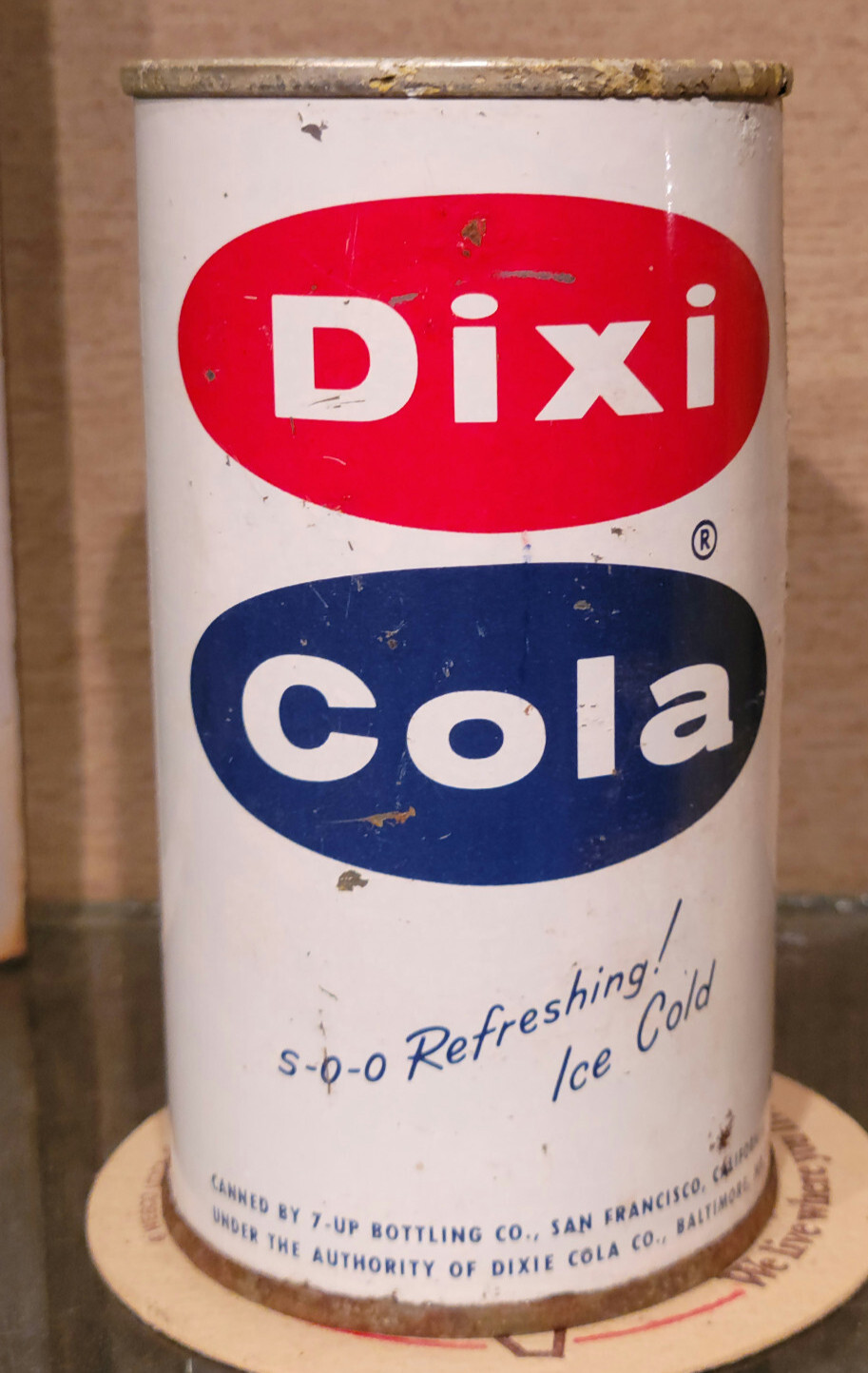 1960S DIXI STEEL SODA CAN 7UP BOTTLING CO SAN FRANCISCO CALIFORNIA BALTIMORE