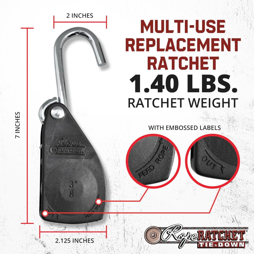 3/8" Tie down Pulley Hanger, Ratchet Only, No Rope Included - Heavy Duty Locking