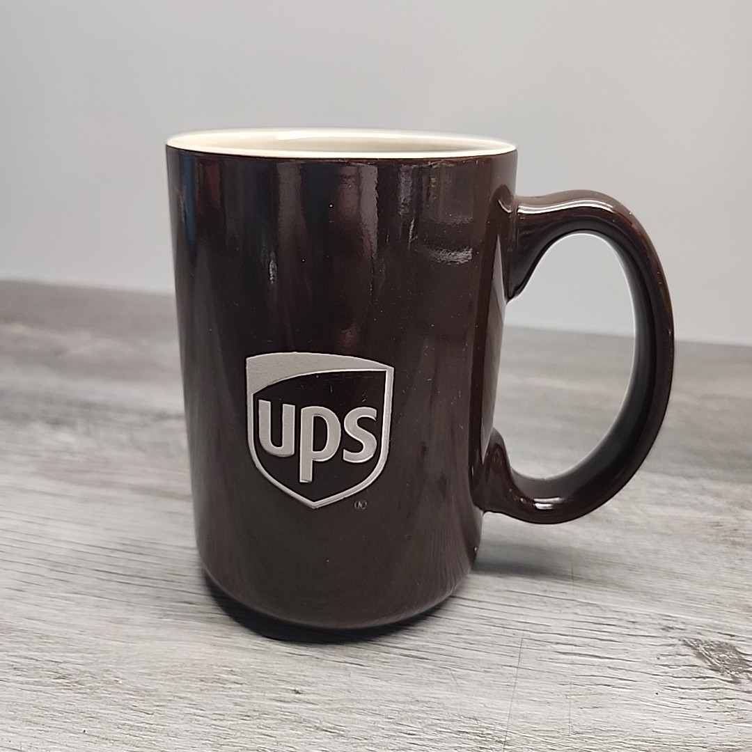 Etched 4.5" UPS brown & Beige Coffee Mug