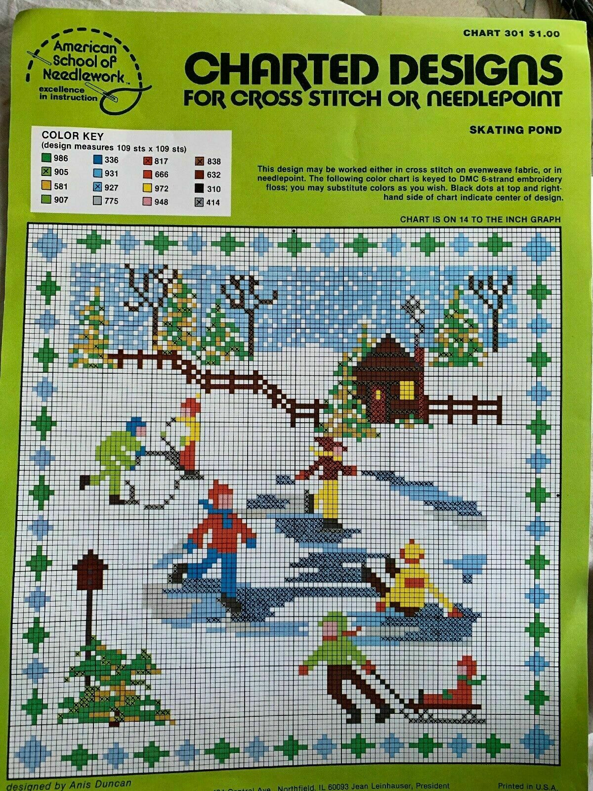 Cross Stitch Pattern Booklet ;Skating Pond (ASN)