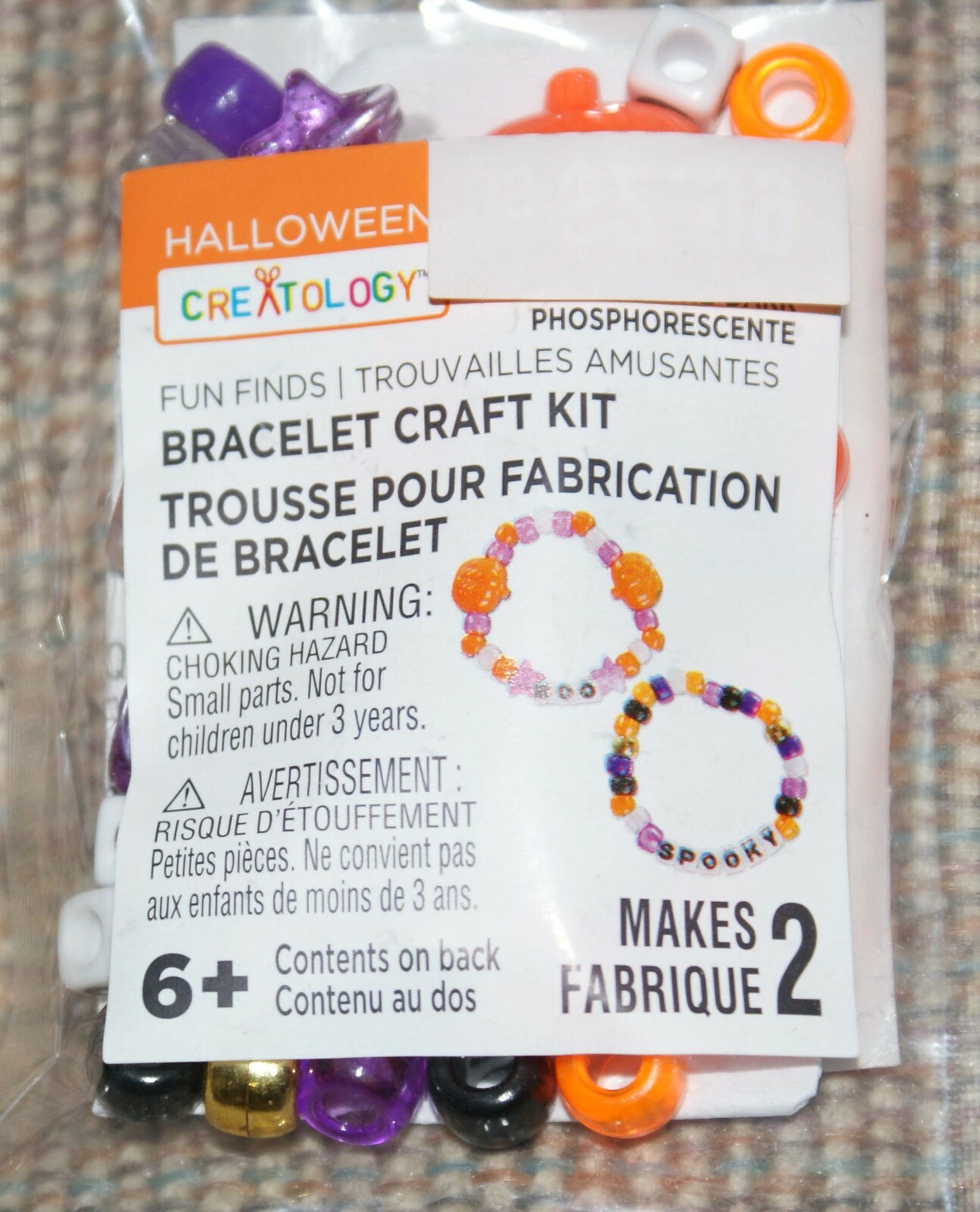 Craftology Necklace & Bracelet Craft Beaded Kit Pumpkin Spooky Fast Shipping