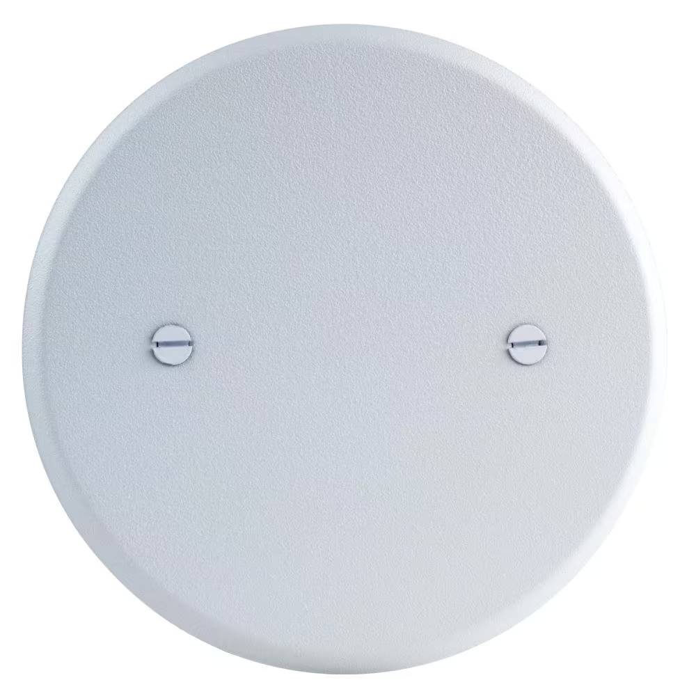 5 in. Round (Fits 3.25 in. Box) Blank Metal Wall Plate White (Paintable)