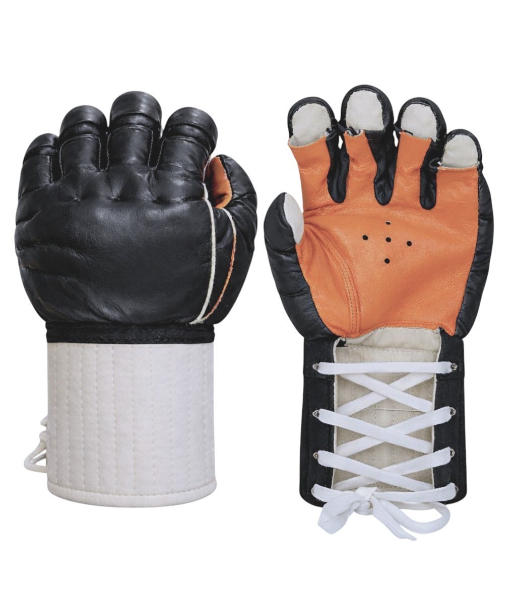 Bruce Lee Open Finger Enter The Dragon Kempo Training Gloves with Lace-Up Wrist