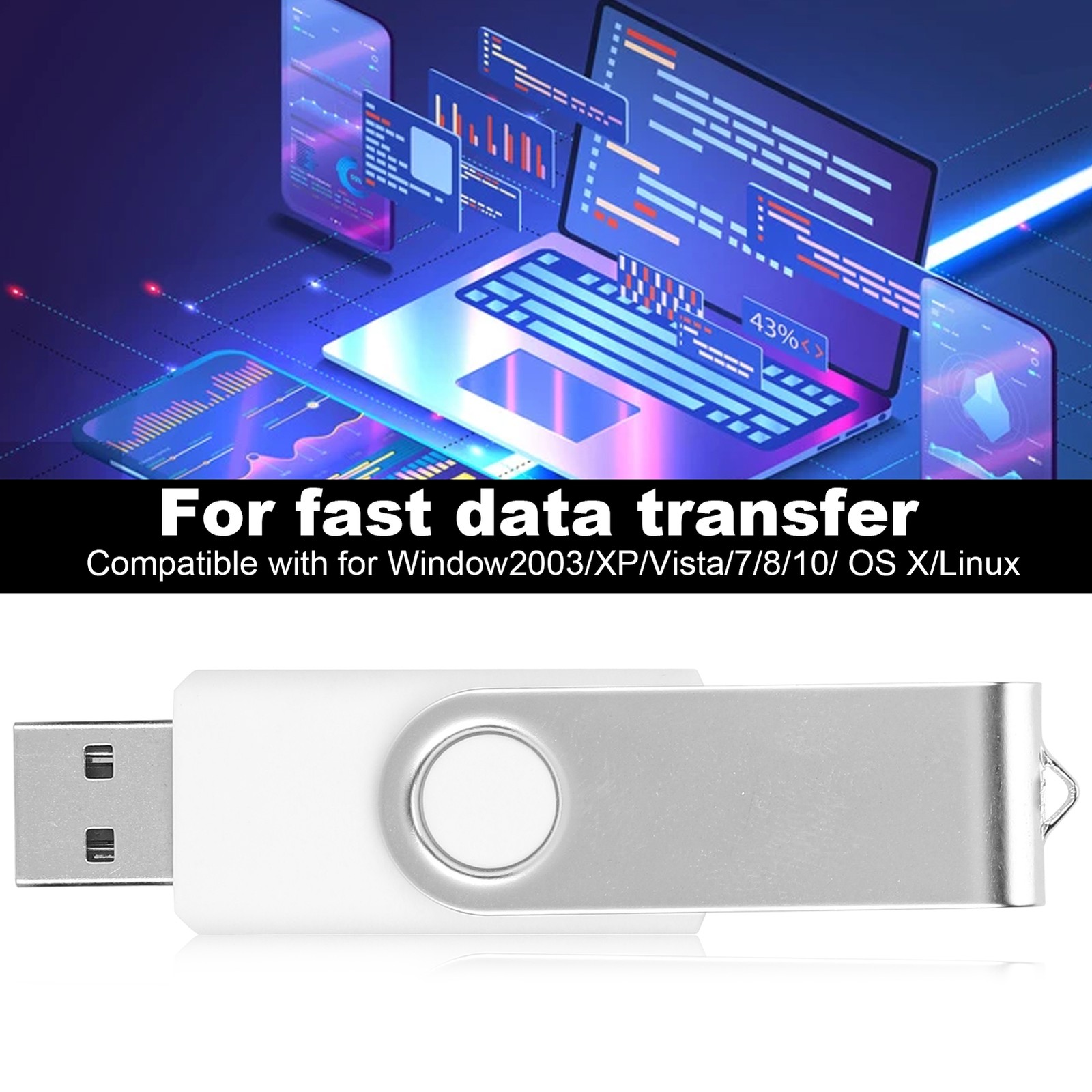 USB Flash Drive Candy White Rotatable Portable Storage For PC T-DSO