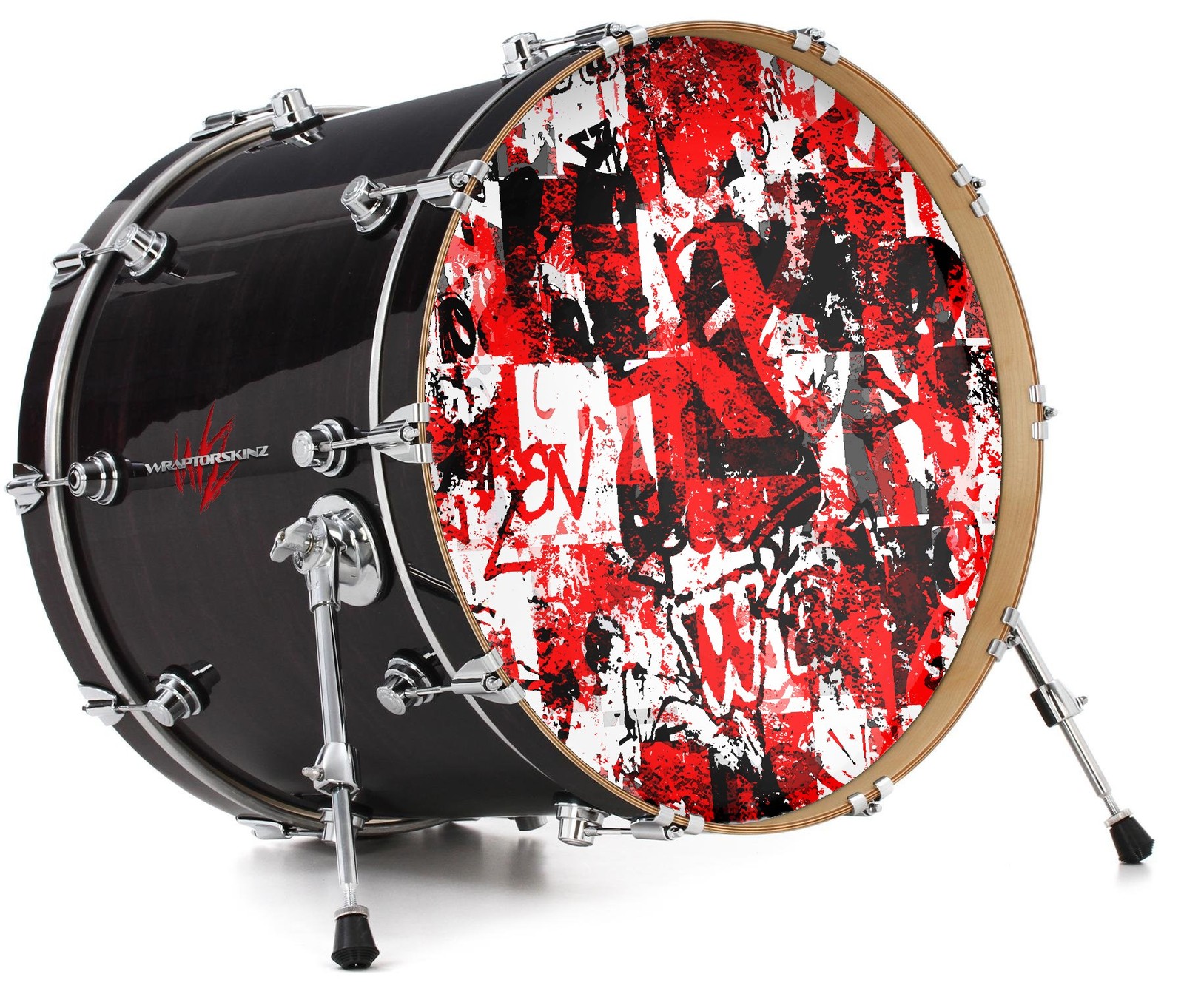 Vinyl Decal Skin for 20" Bass Kick Drum Head Red Graffiti
