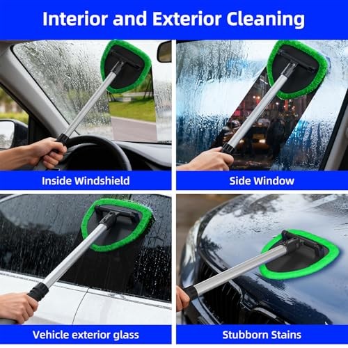 Green Windshield Cleaning Tool - Car Window Cleaner - 4 Green
