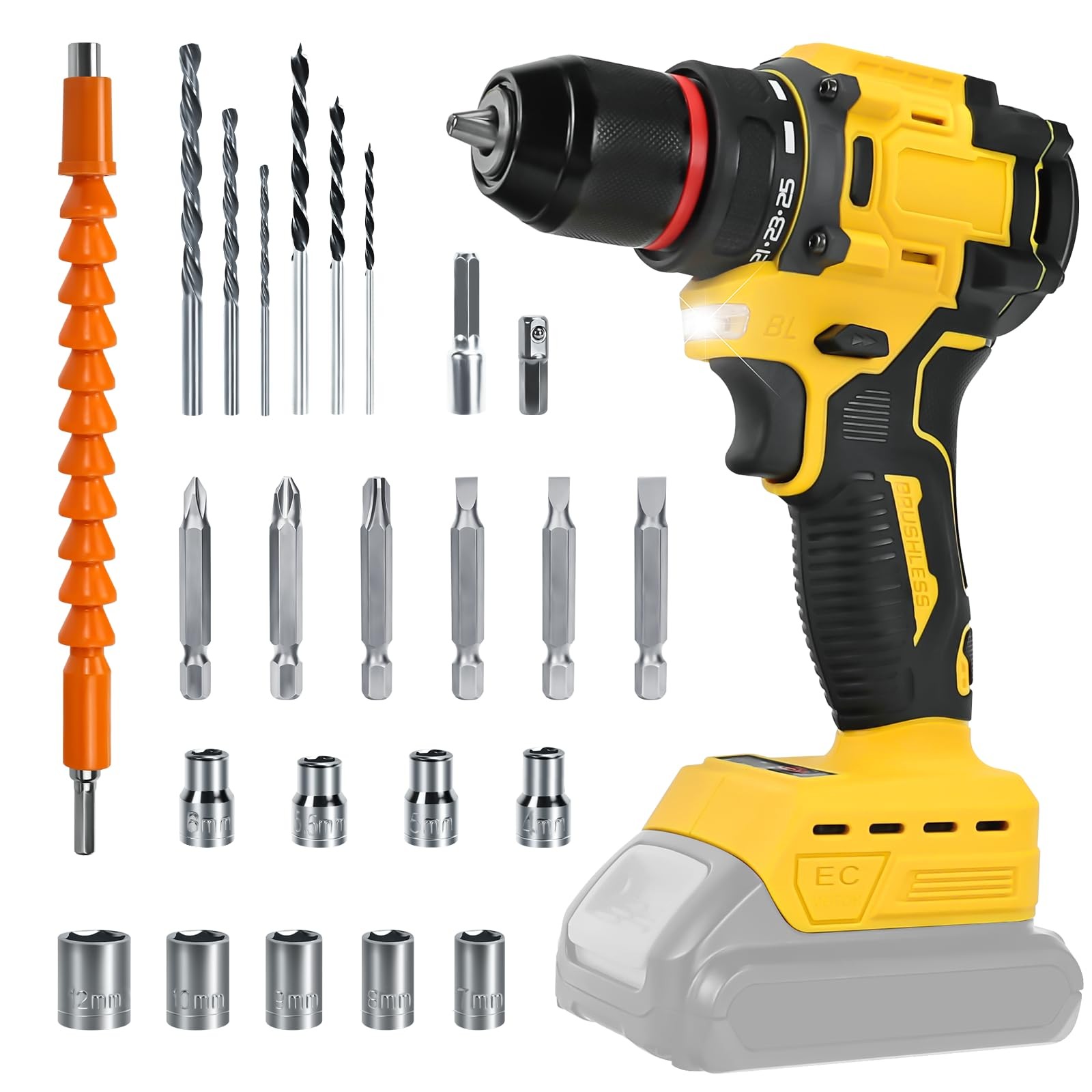 Cordless Drill Driver, Electric for Dewalt 20V Battery, Brushless...