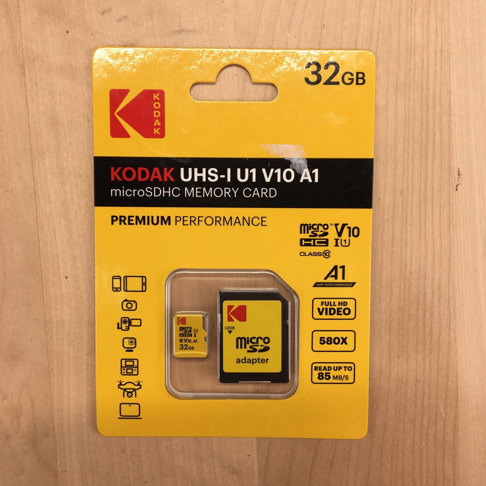 Kodak UHS I U1 V10 A1 MicroSDHC Memory Card 32GB with Adapter SEALED