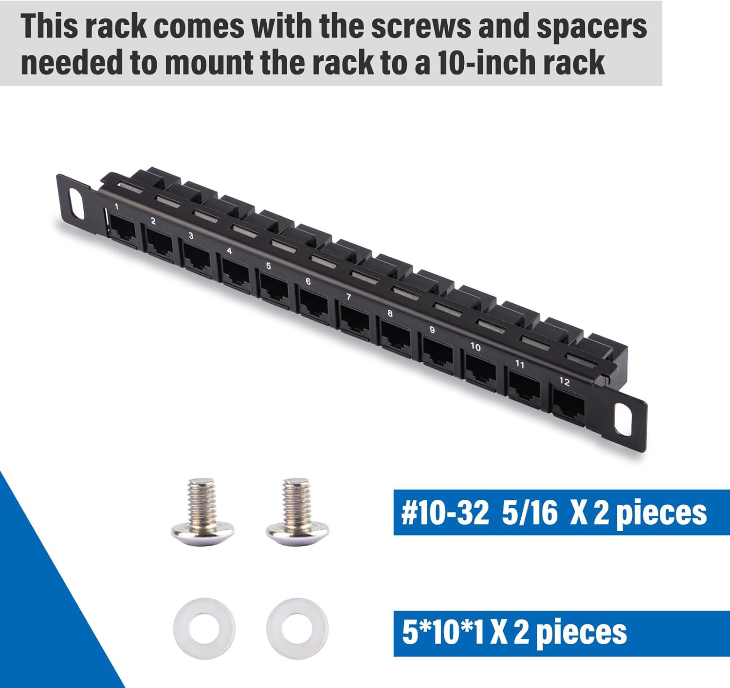12 Port Patch Panel, 10Inch 0.5U CAT6 Network Patch Panel for Deskpi Rackmate T1