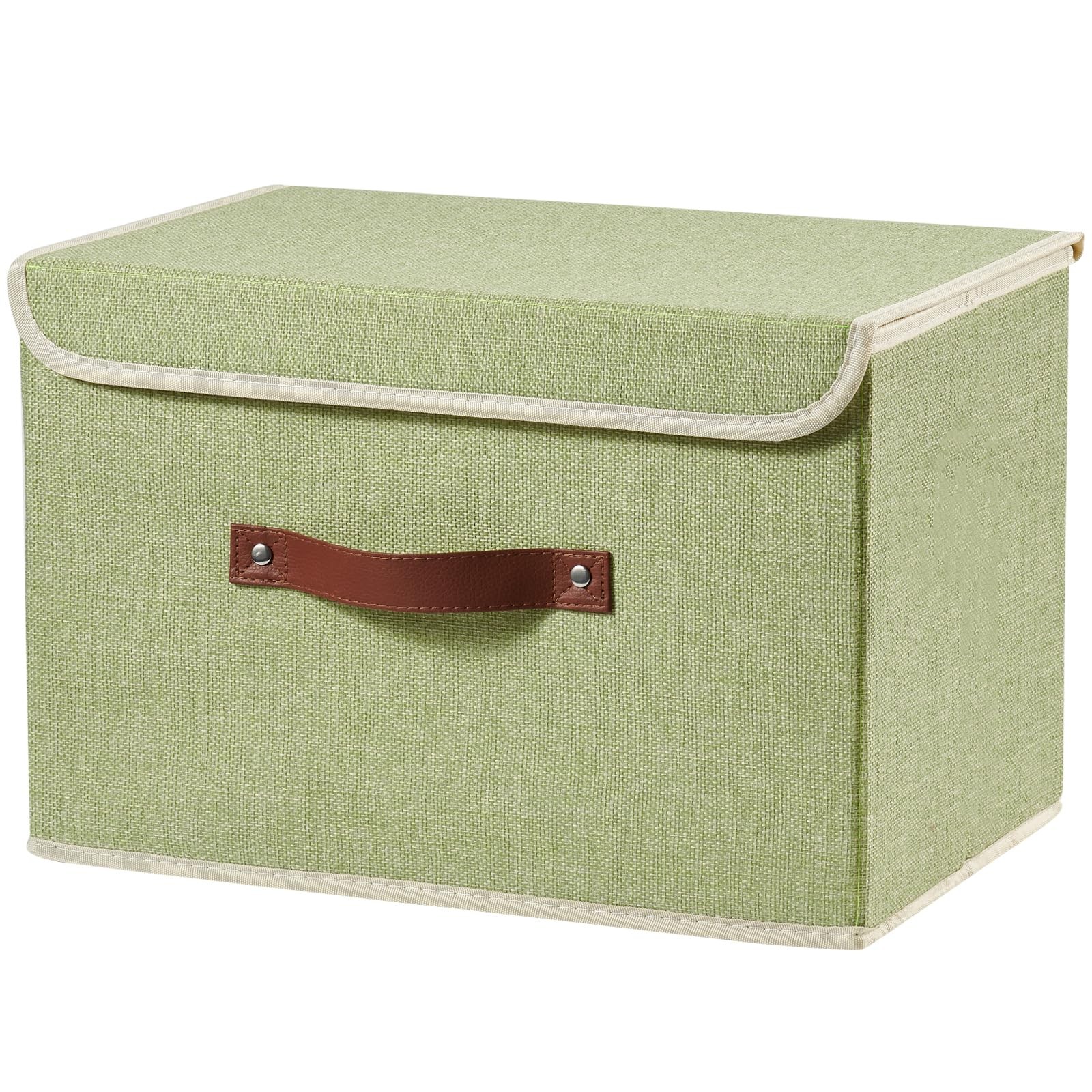 Storage Boxes with Lid Cotton Linen Fabric Storage Bins Organizer Container D...
