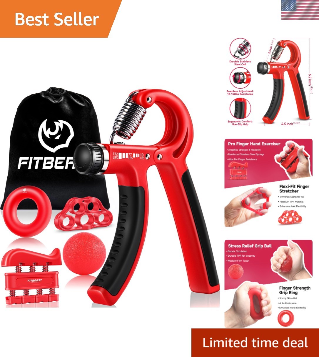 Grip Strengthener Forearm Strengthener Hand Grips Strengthener Kit - 5 Pack Adju