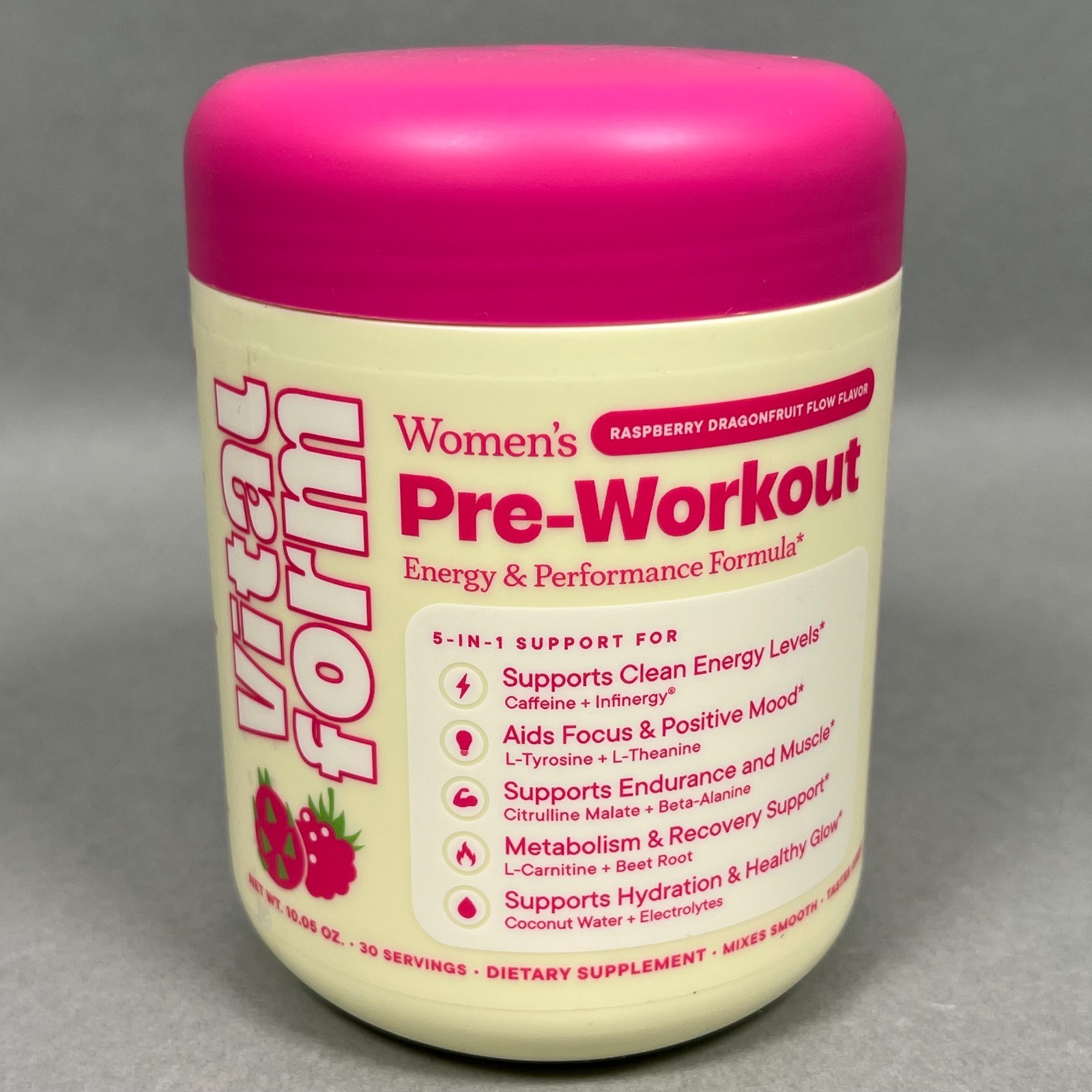 VitalForm Women's Pre Workout Powder Raspberry Dragonfruit Sugar-Free Vegan 2028