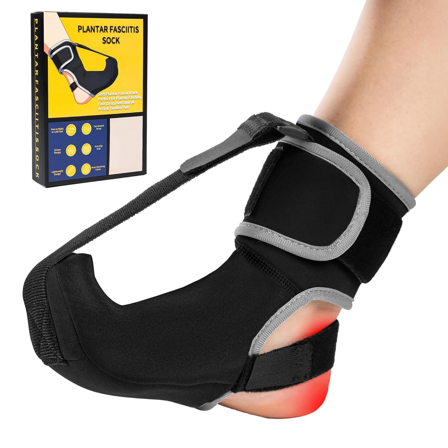 Plantar Fasciitis Night Splint Sock - Adjustable Planter Facetious Relief Brace