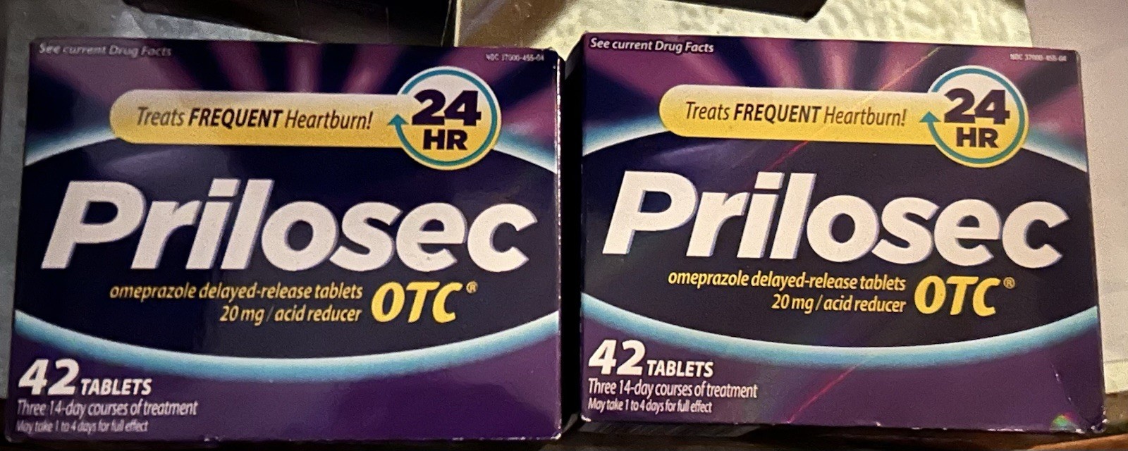 2x Prilosec 42 Ct 24 Hour Omeprazole 20mg Tablets Each OTC Heartburn Relief