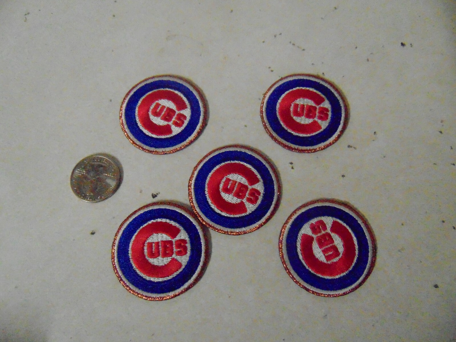 NFL FOOTBALL PATCH SEW ON SET OF 5 CHICAGO CUBS BASEBALL GOLD TRIM