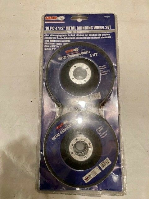 GRIP 10 Piece 4 1/2" x 1/4" x 7/8" ARBOR METAL GRINDING WHEELS - NEW - FREE SHIP