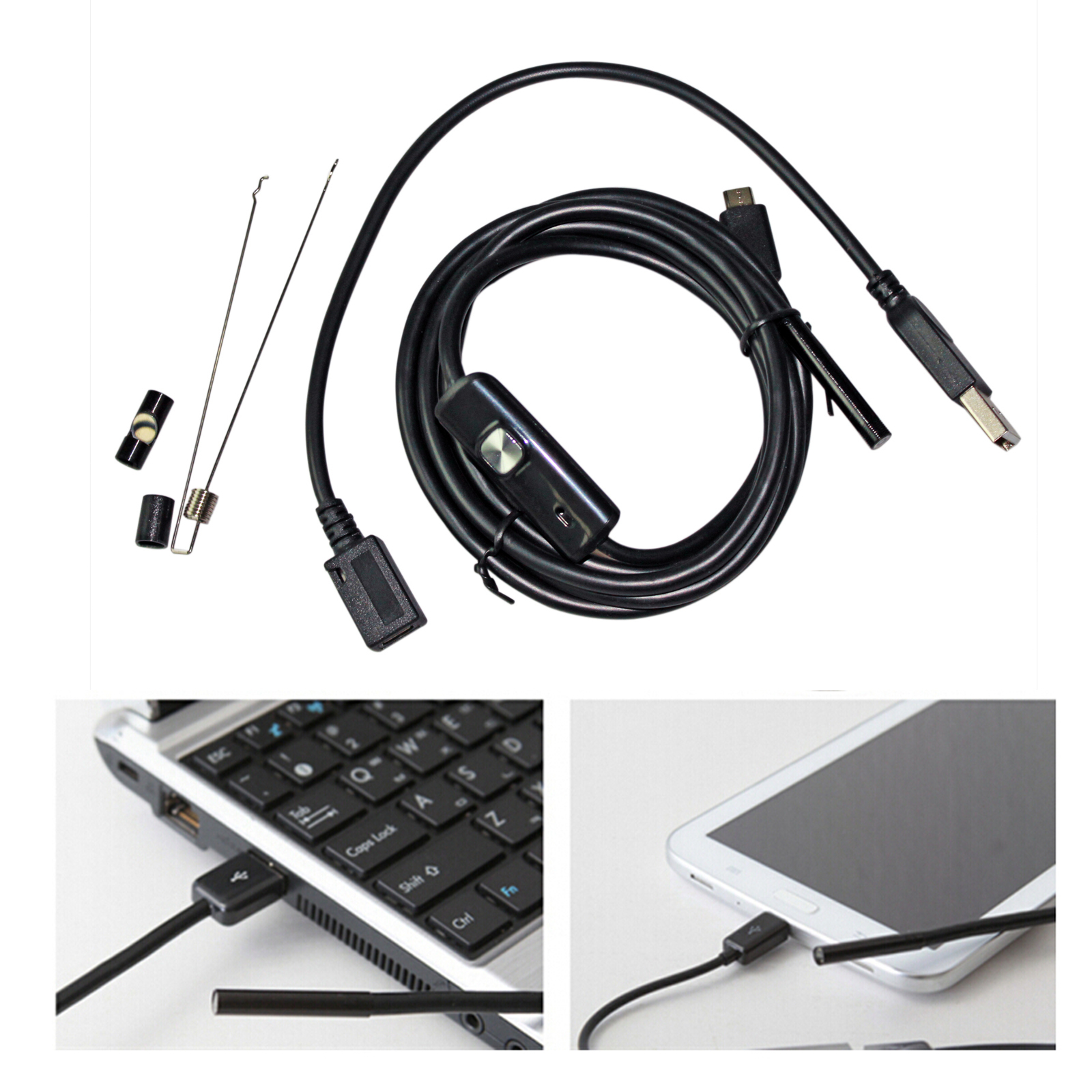 USB Snake Endoscope 5.5mm 2m Borescope Camera Inspection For Android PC Laptop
