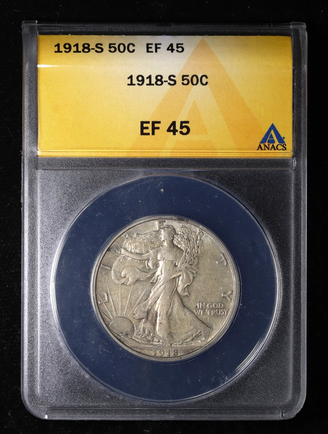 1918-S Liberty Walking Half Dollar 50C ANACS EF45