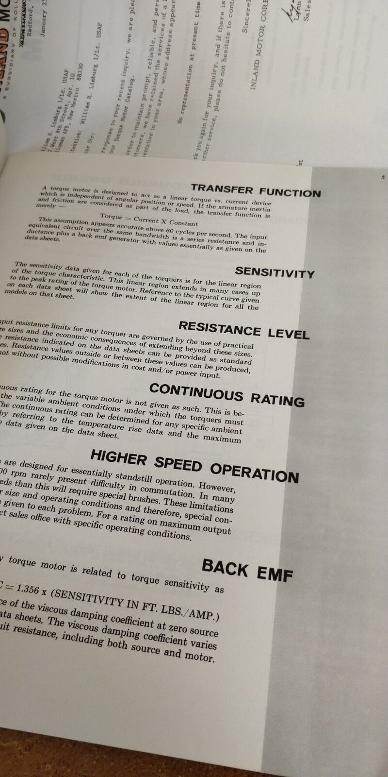 1964 ~ Inland Motor Corp ~ Torque Motors Catalog ~ Technical Data