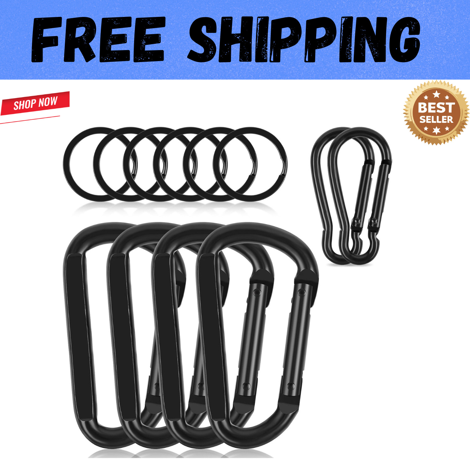 Carabiner Clip, 4 Pack, 850lbs，3" Heavy Duty Caribeaners for Hammocks, Campin...