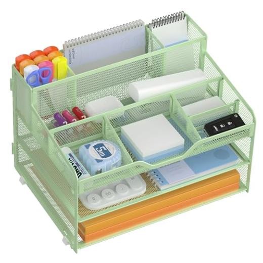 3 Tier Mesh Desk Organizer for Paper Office Supplies – Multi 3tiergreen