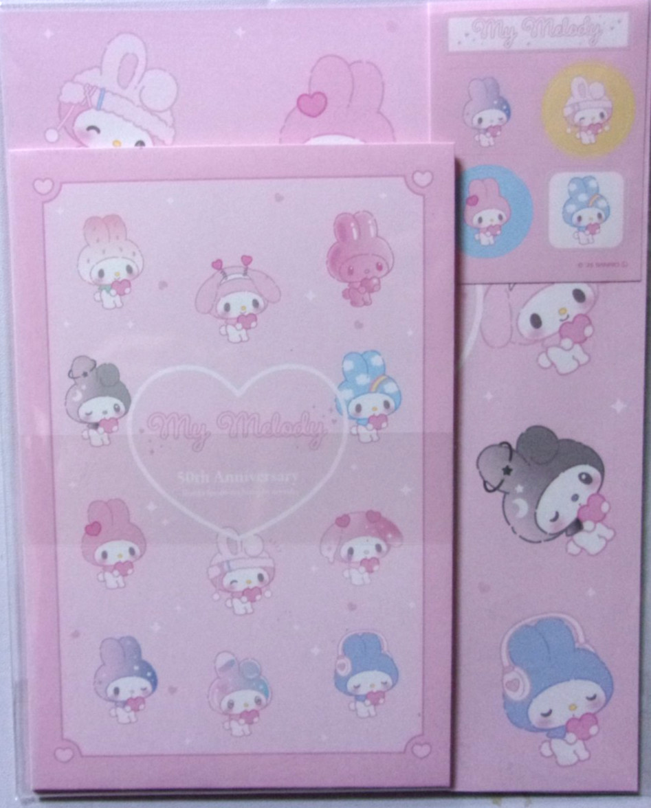 Sanrio My Melody Girly Pop Heart Letter Envelope Sticker Set Made in Japan 2025