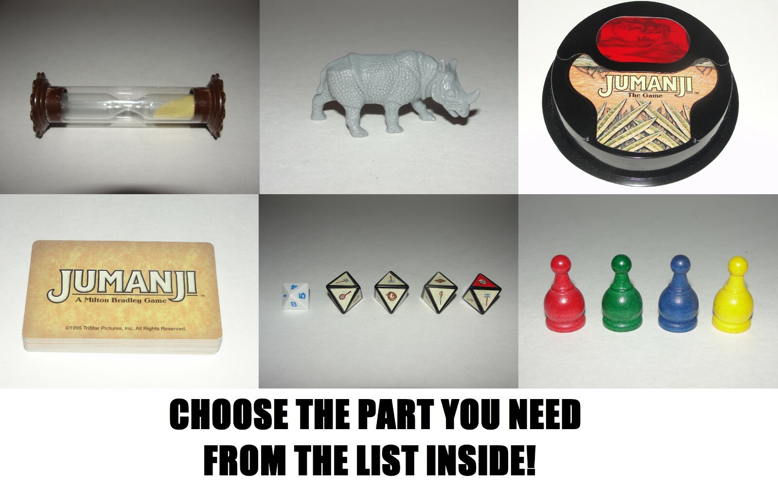 Jumanji The Game Board Game Replacement Parts YOU CHOOSE THE PART YOU NEED!