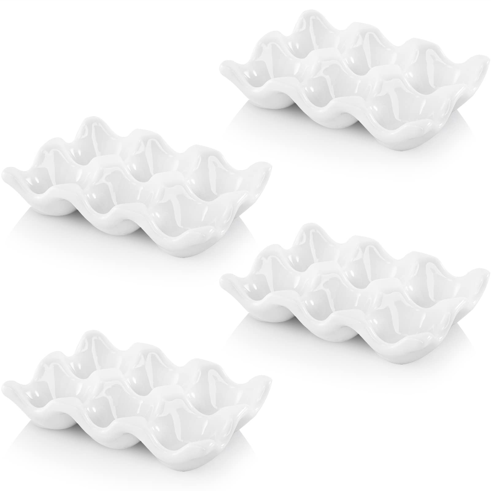 4 Pack Porcelain Egg Container, Ceramic Eggs Keeper Storage Organizer for Dis...