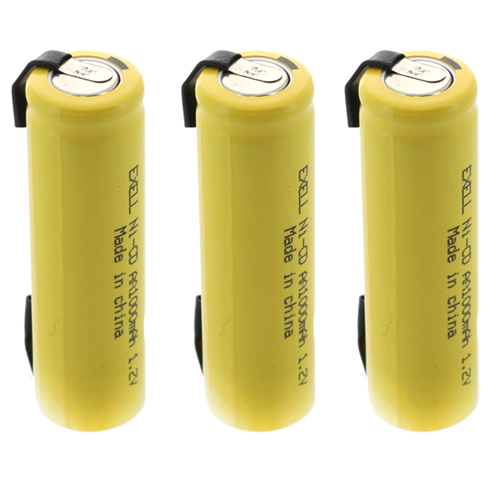 AA 1.2V 1000mAh Rechargeable Battery w/Tabs for LED Lights, Hobby, Alarms