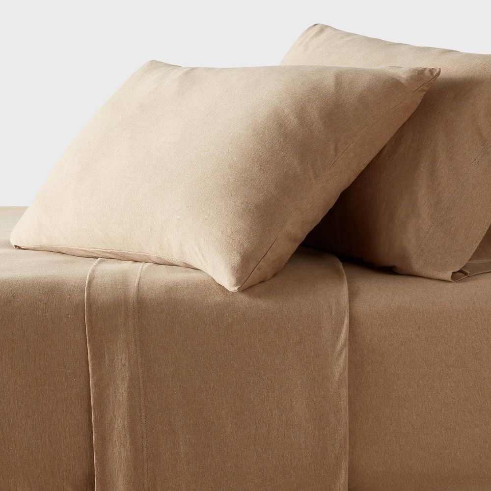 Queen Cotton Jersey Sheet Set Brown Heather - Threshold