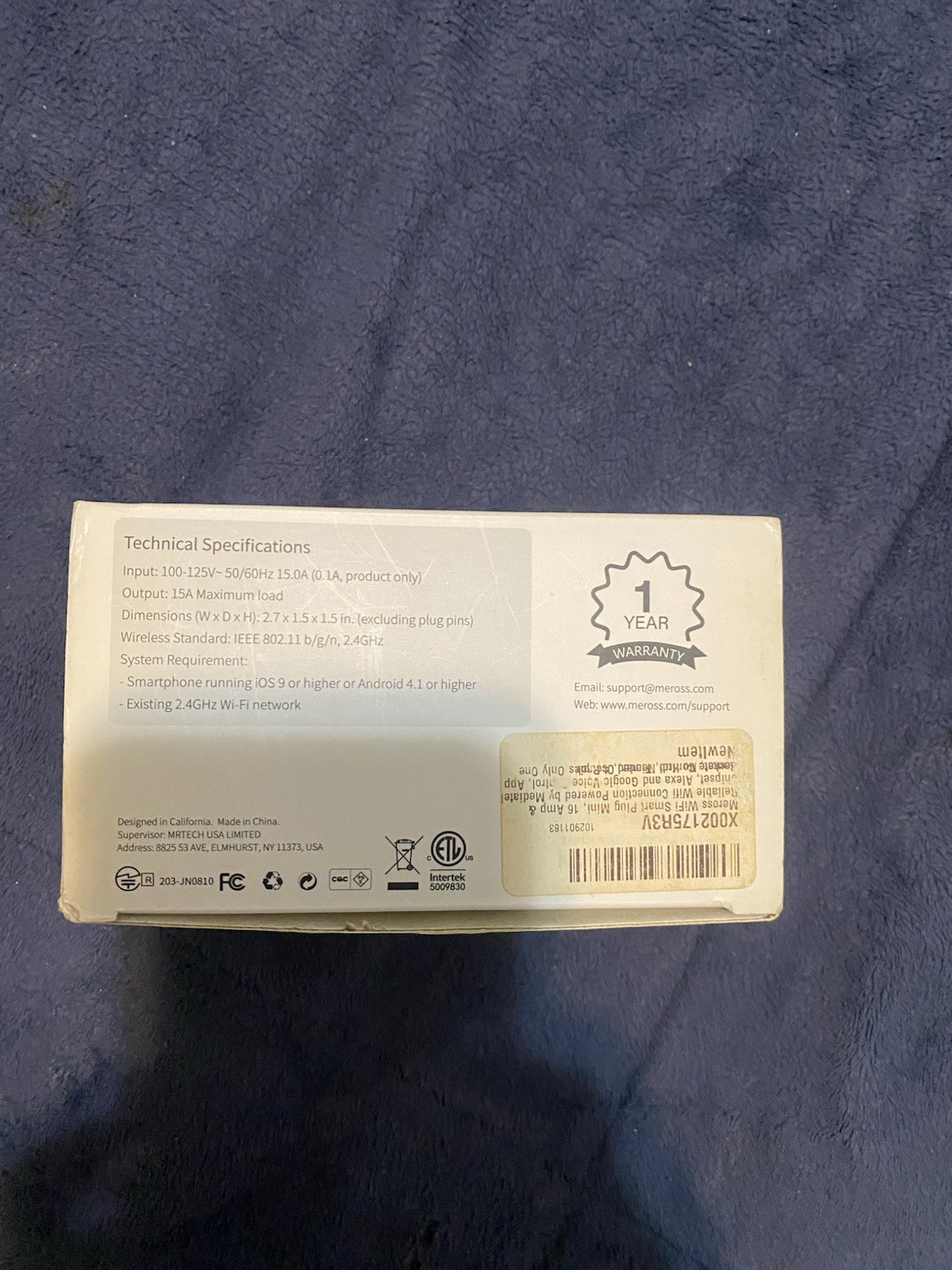 Meross Smart Wi-Fi Plug Mini MSS110 4 Pack Type B Alexa Google White 15A