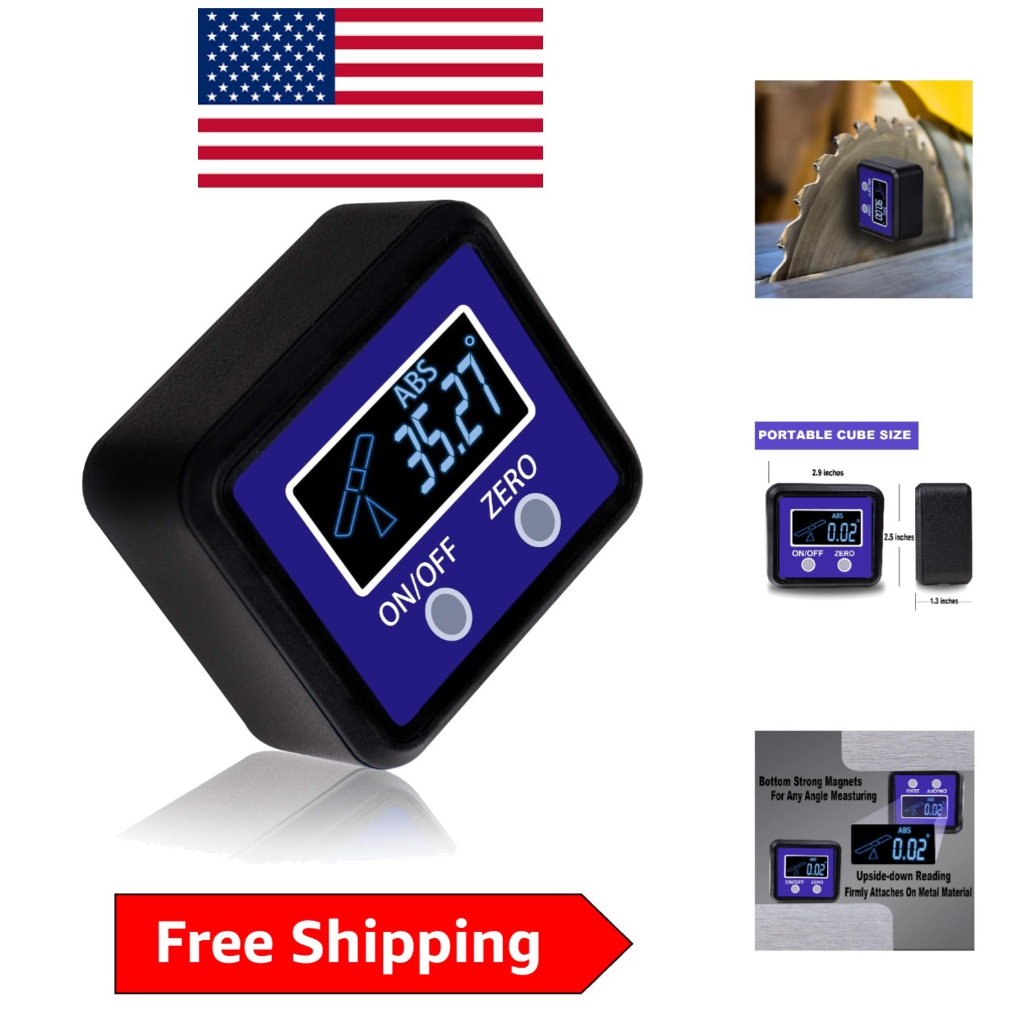 Digital Angle Gauge with Magnetic Base for Accurate Woodworking & Construction