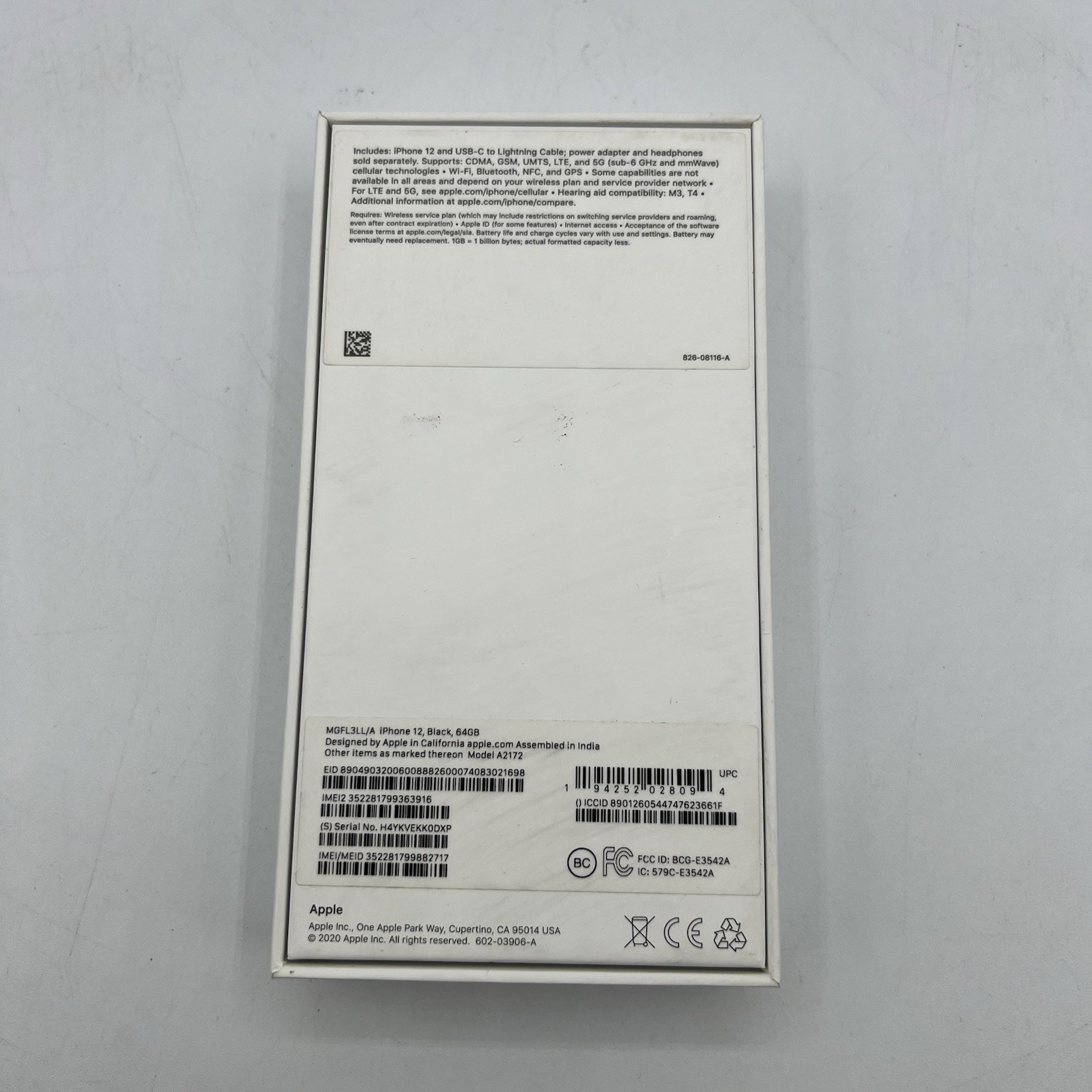 Original Apple Empty Box iPhone 12 Black(No accessories/No Manual)