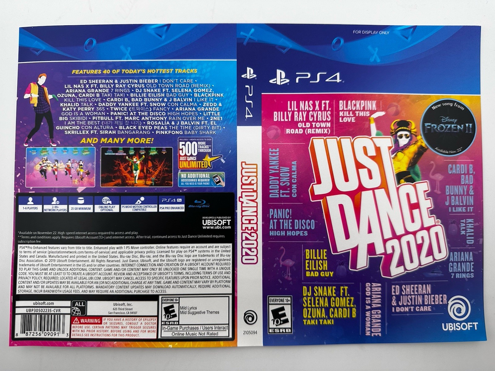 Just Dance 2020  - Replacement PS4 Cover Only. NO GAME!! GameStop Editi