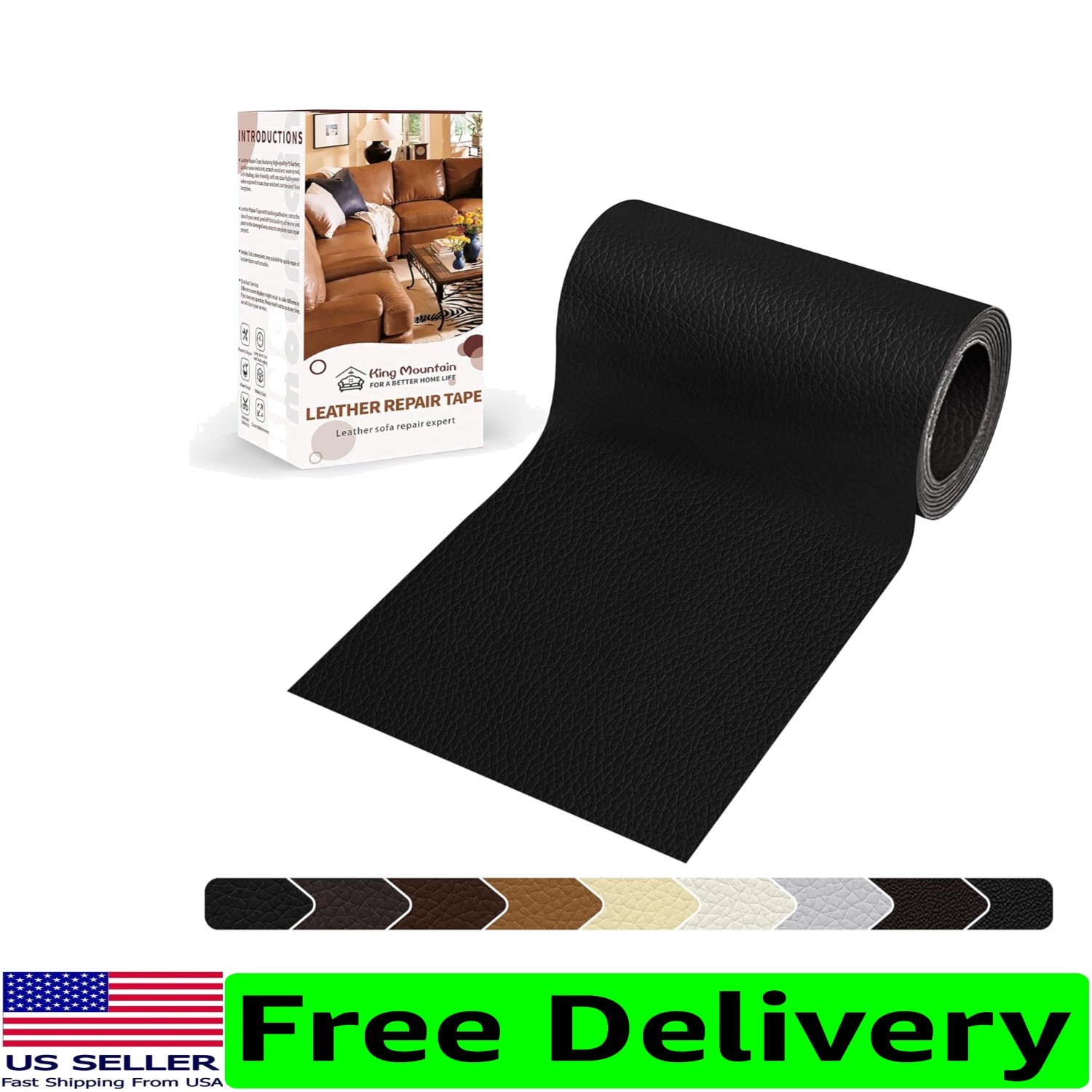 Wider 4x63 Inch Leather Repair Tape - Strong Adhesive for Furniture and Vehicles