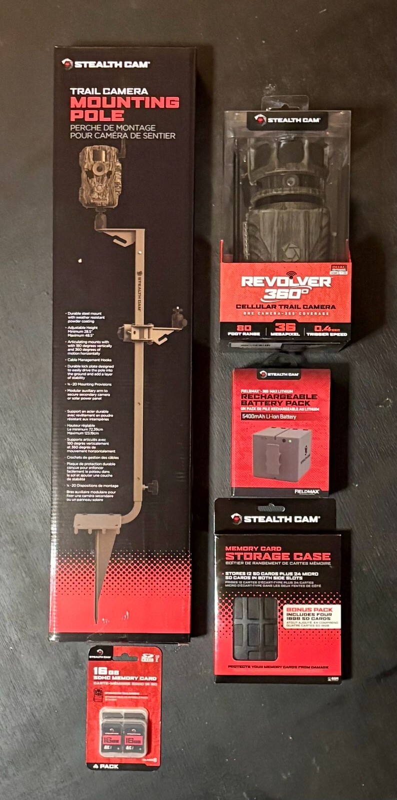 Stealth Cam Revolver 36MP Trail Camera Mounting Pole Battery SD Combo Pack New