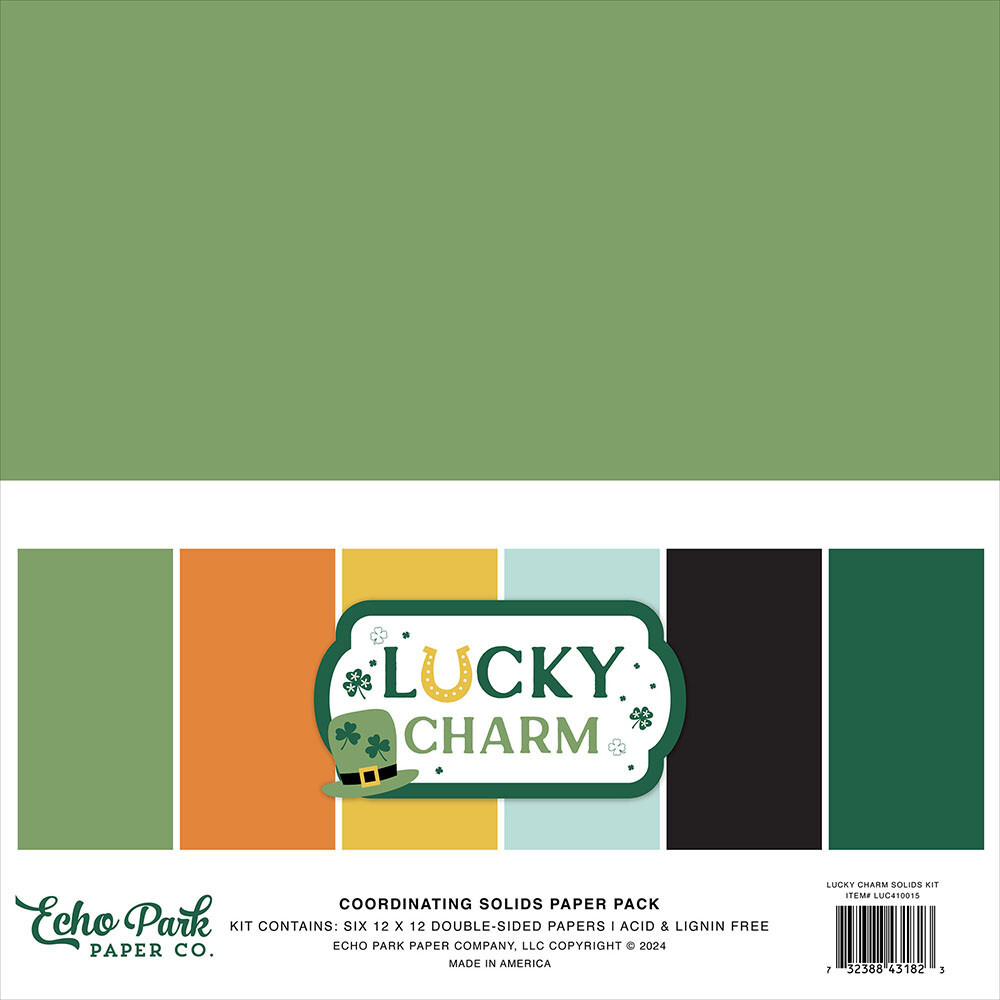 ECHO PARK - LUCKY CHARM -  SOLID PAPER KIT 12 X 12 FOUR PACKS ONE PRICE