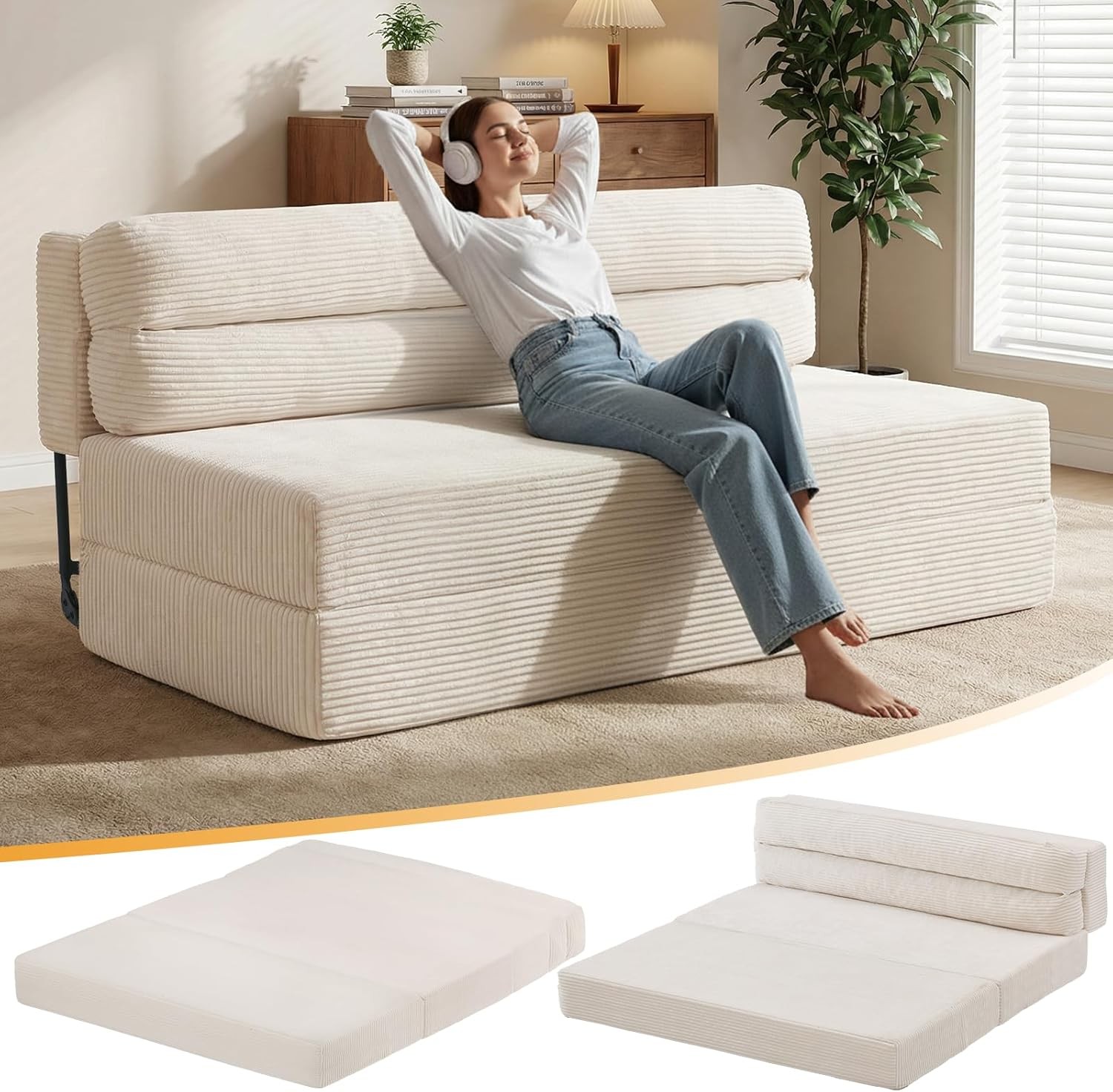 Folding Mattress Full 3 in 1 Convertible Sofa Bed Foldable Couch Bed Floor Couch