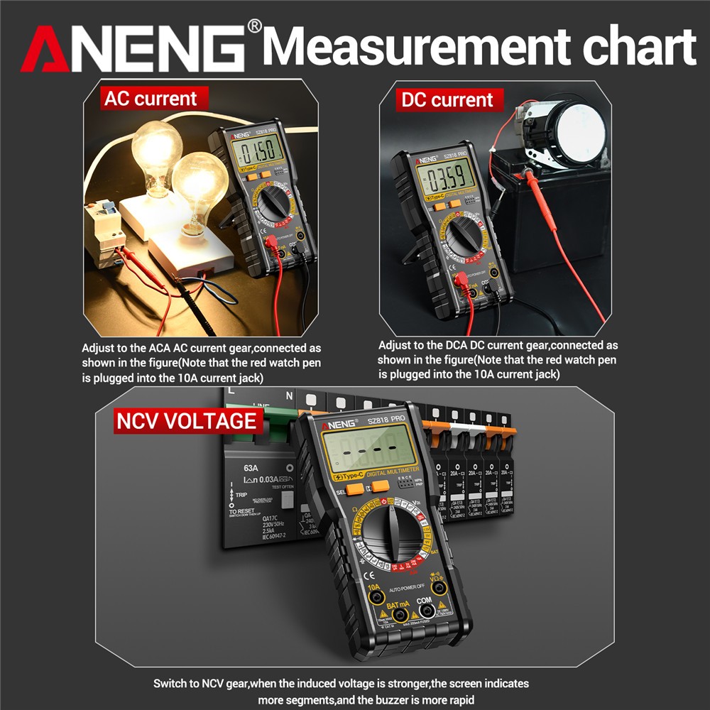 New Digital Multimeter Voltmeter AC DC Volt Meter Ohmmeter Auto Range Tester