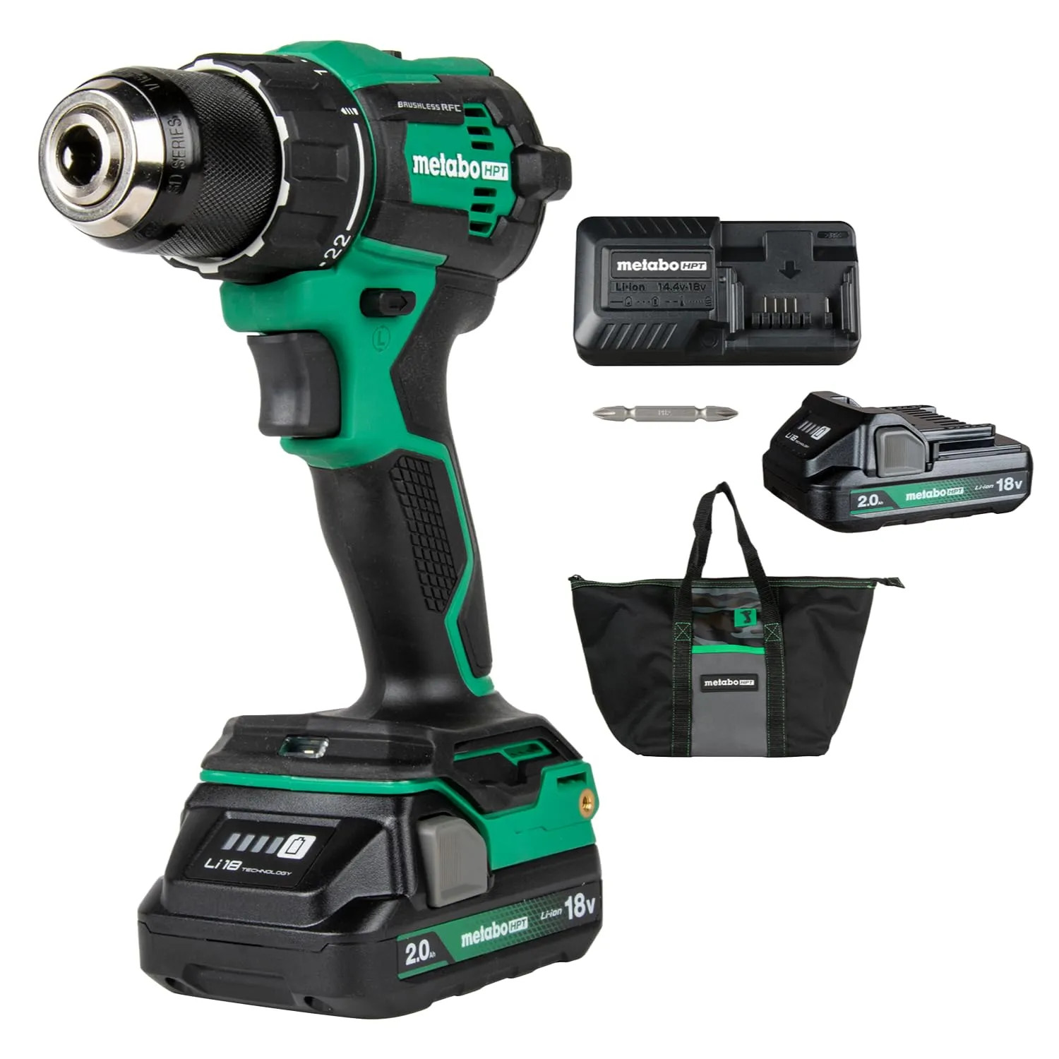 Metabo HPT DS18DEX 18V MultiVolt 1/2" Cordless Brushless Driver Drill Kit Bag 2