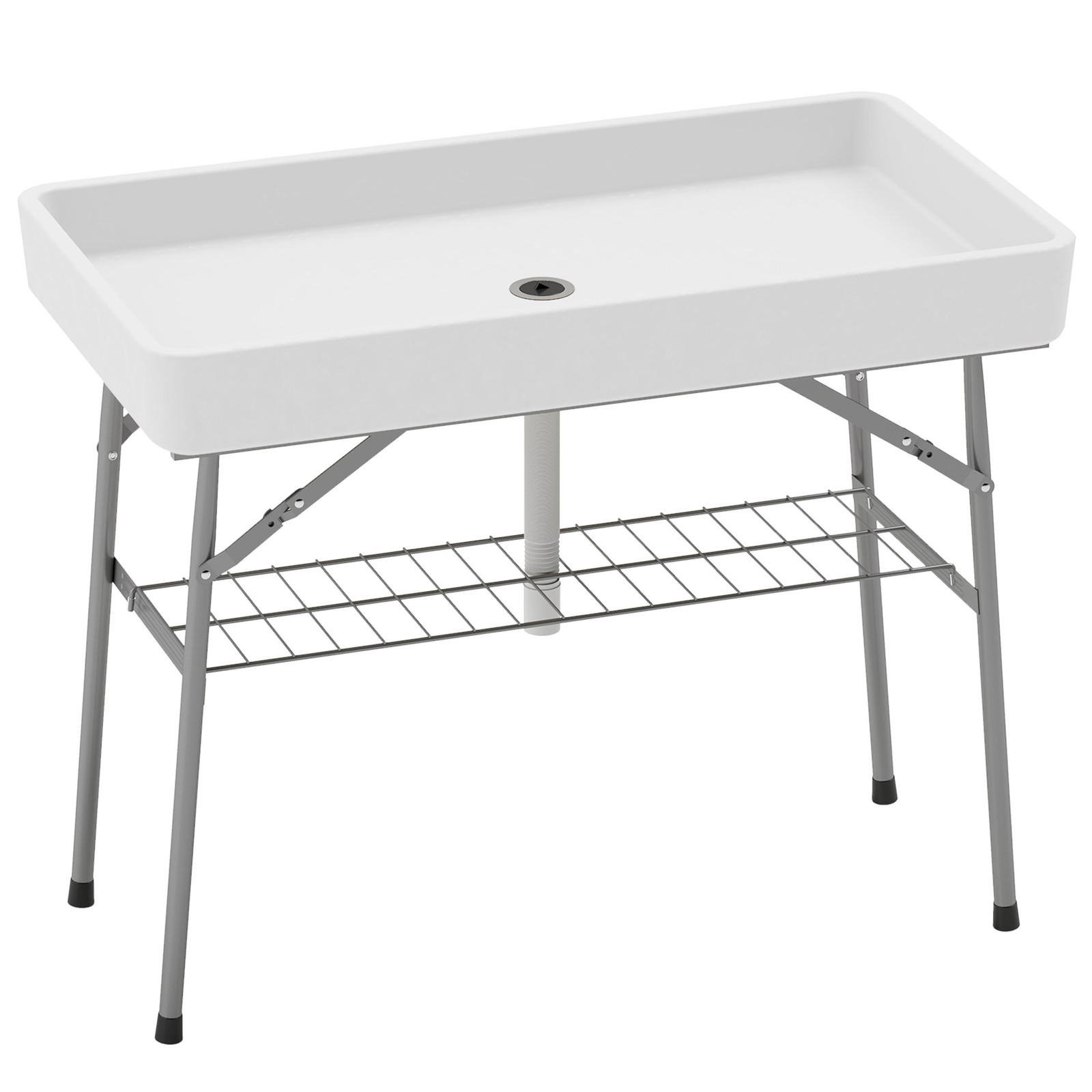 3.4ft Folding Ice Cooler Table with Drain, Party Ice Table, White