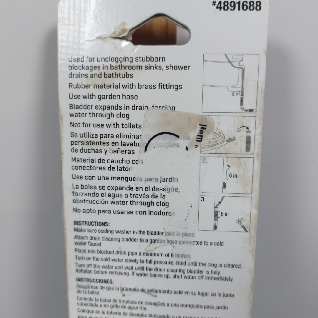 Kobalt Small Drain Bladder. 4891687 Open Package