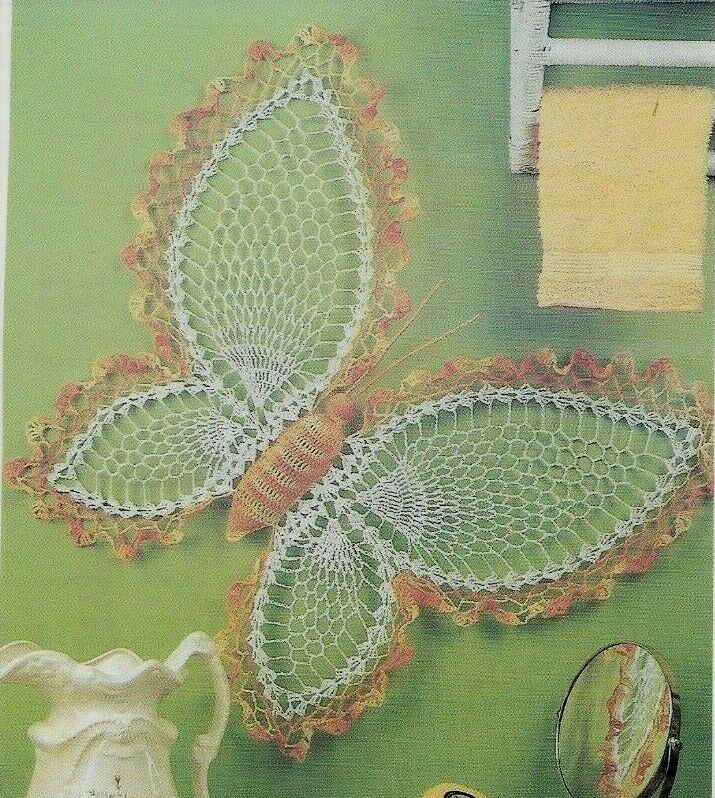 BUTTERFLY WALL HANGING HOME DECOR DIGEST SIZE CROCHET PATTERN INSTRUCTIONS